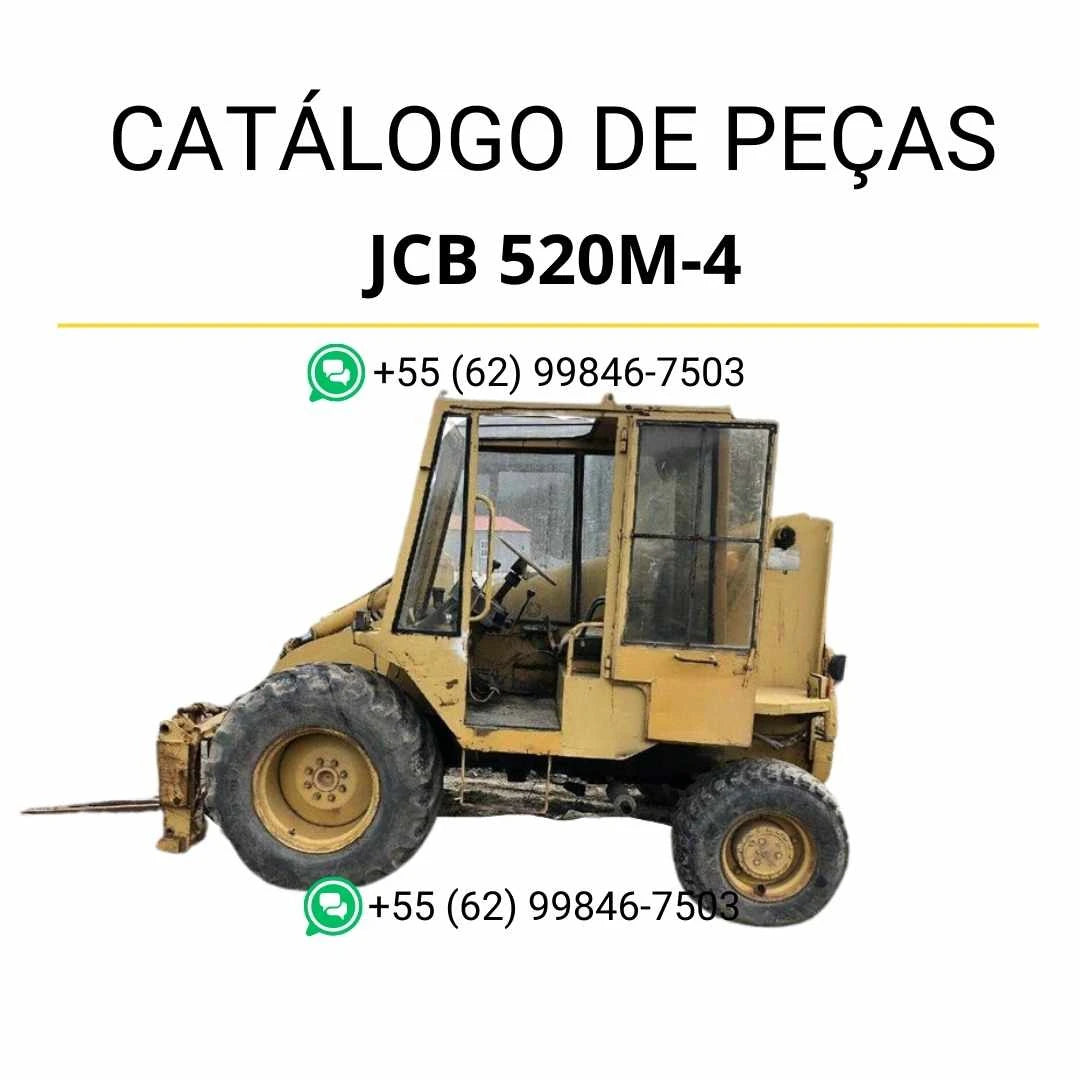 Catálogo de peças JCB 520M-4 para manipuladores telescópicos em PDF, com ilustrações técnicas detalhadas e identificação completa dos componentes