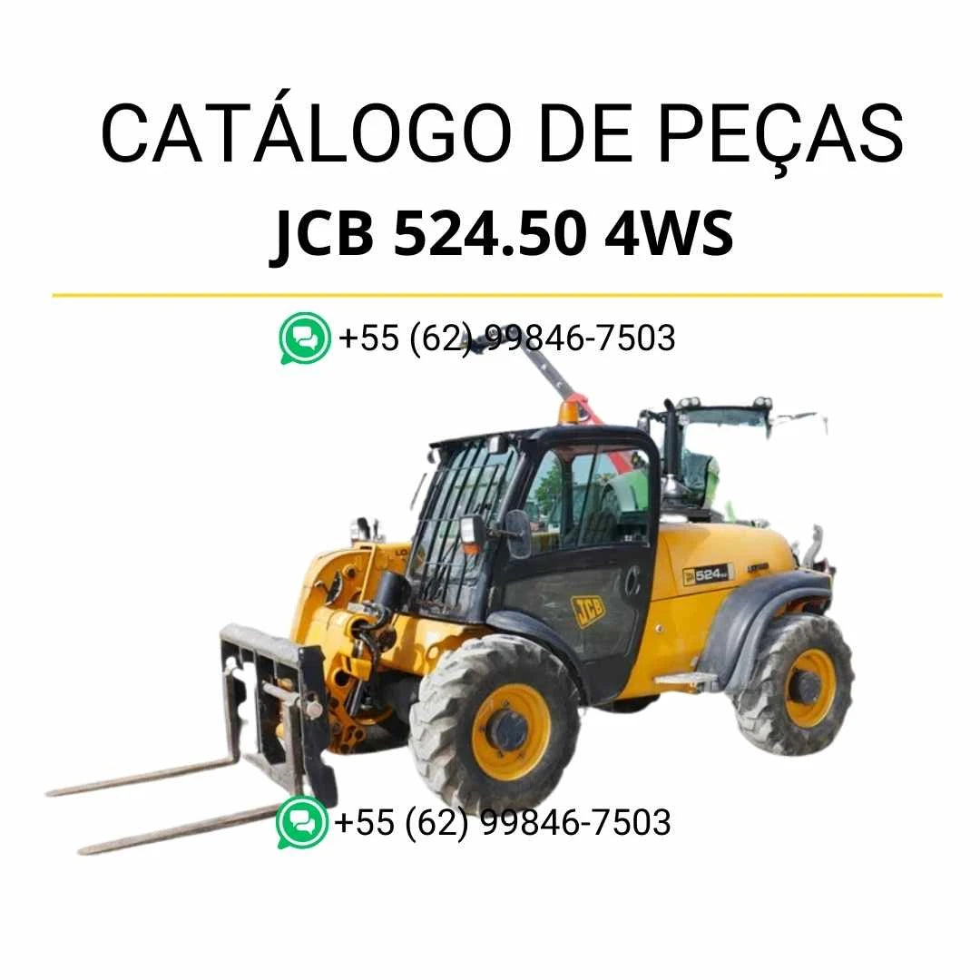 Catálogo de peças JCB 524.50 4WS em PDF para manipuladores telescópicos, com diagramas detalhados e lista completa de componentes originais