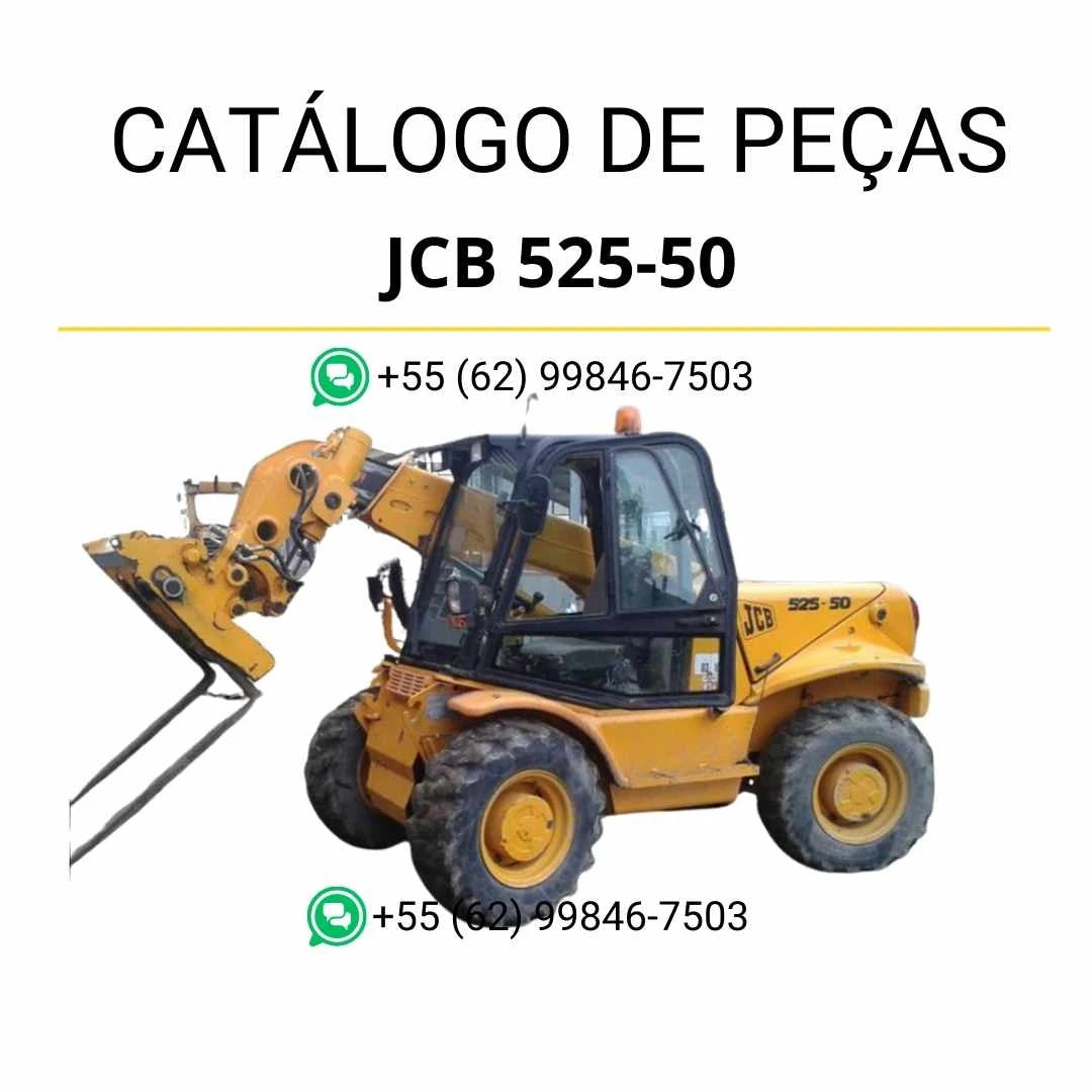 Catálogo de peças JCB 525-50 para manipuladores telescópicos em PDF, com ilustrações técnicas detalhadas e identificação completa dos componentes