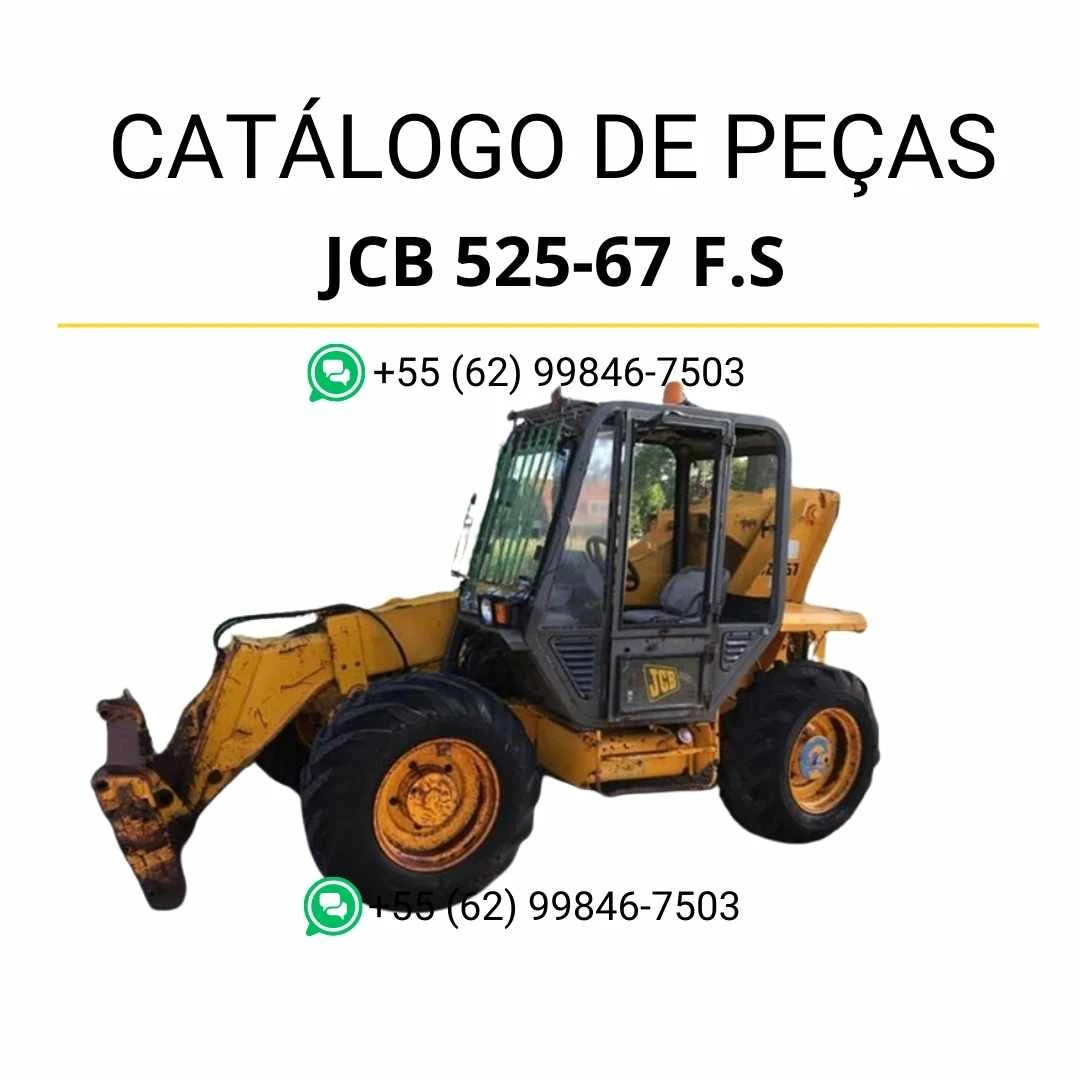 Catálogo de peças JCB 525-67 F.S em PDF para manipuladores telescópicos, com ilustrações técnicas e identificação completa de componentes originais
