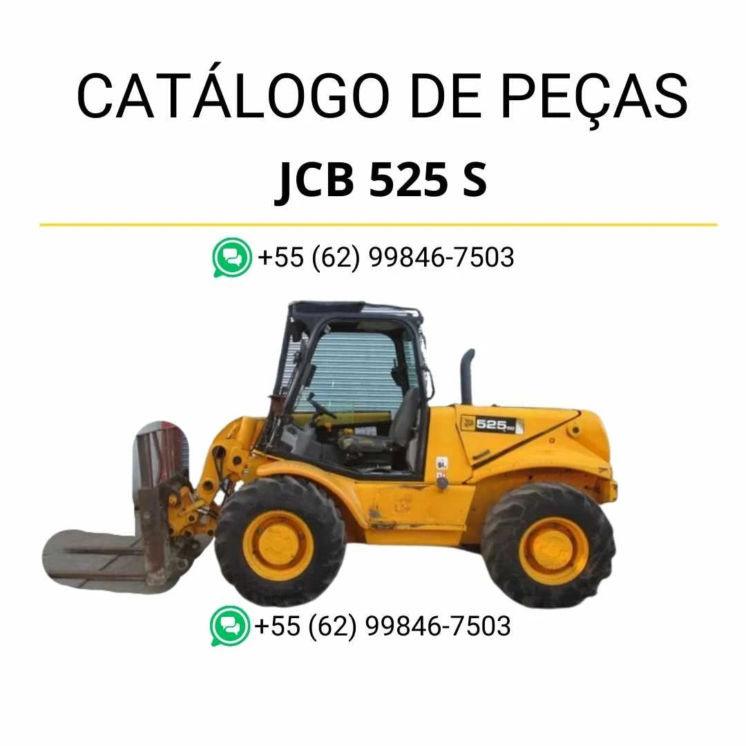Catálogo de peças JCB 525 S para manipuladores telescópicos em PDF, com ilustrações técnicas detalhadas e identificação completa dos conjuntos