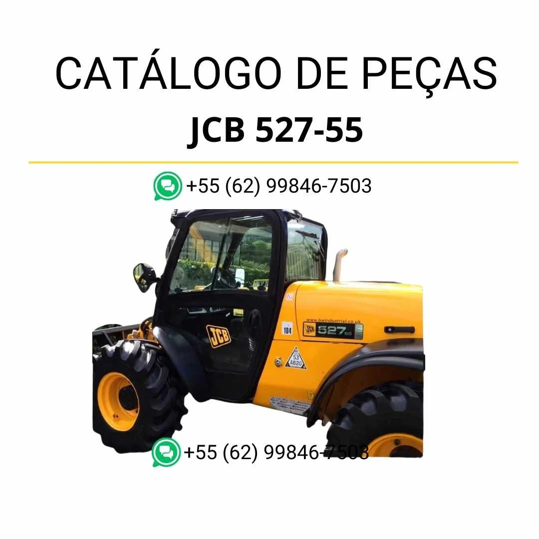 Catálogo de peças JCB 527-55 para manipuladores telescópicos em PDF, com ilustrações técnicas detalhadas e identificação completa dos componentes