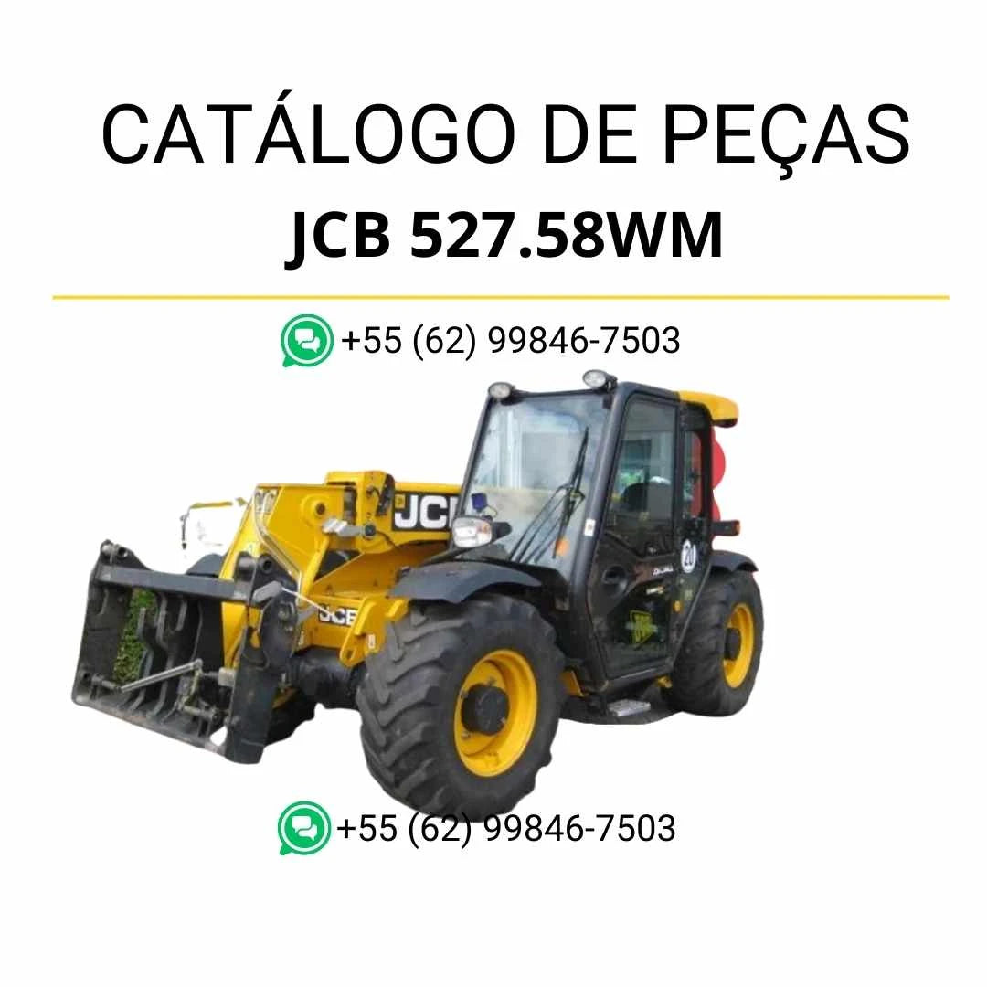 Catálogo de peças JCB 527.58WM em PDF para manipuladores telescópicos, com diagramas ilustrados e identificação completa dos componentes