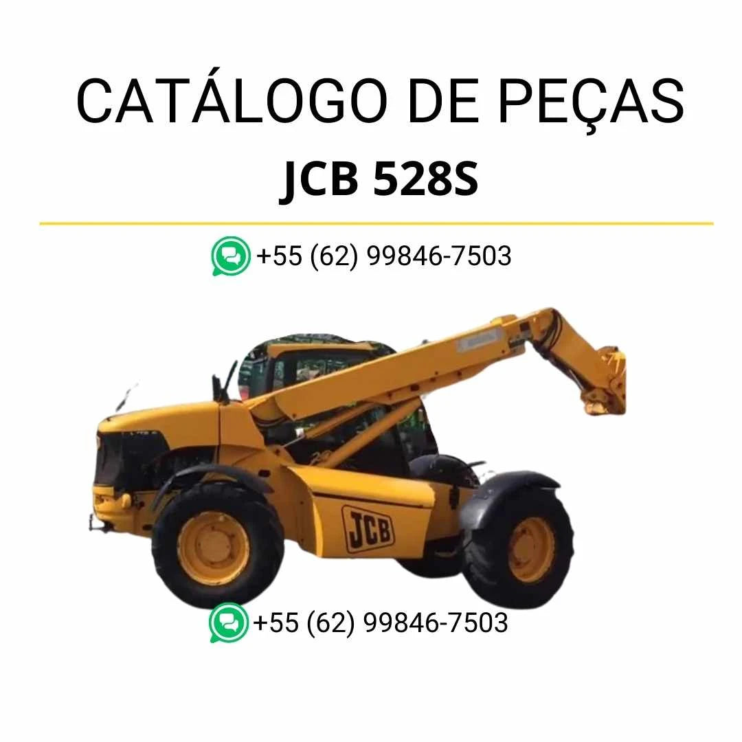 Catálogo de peças JCB 528S para manipuladores telescópicos em PDF, com ilustrações técnicas detalhadas e identificação completa dos componentes