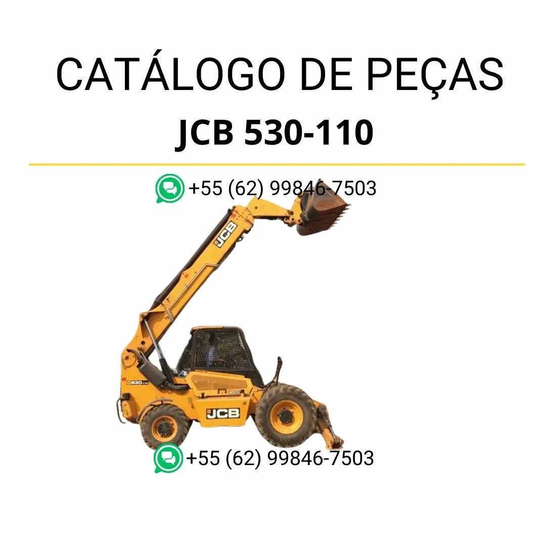 Catálogo de peças JCB 530-110 em PDF para manipuladores telescópicos, com ilustrações técnicas detalhadas e identificação de componentes