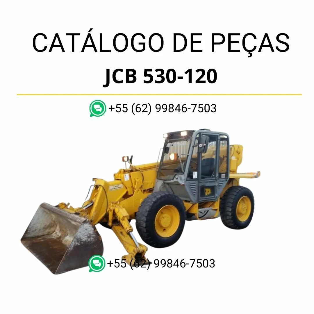 Catálogo de peças JCB 530-120 em PDF para manipuladores telescópicos, com ilustrações técnicas e identificação completa de componentes