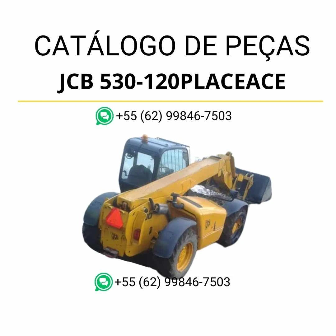 Catálogo de peças JCB 530-120PLACEACE em PDF para manipuladores telescópicos, com ilustrações técnicas e componentes originais