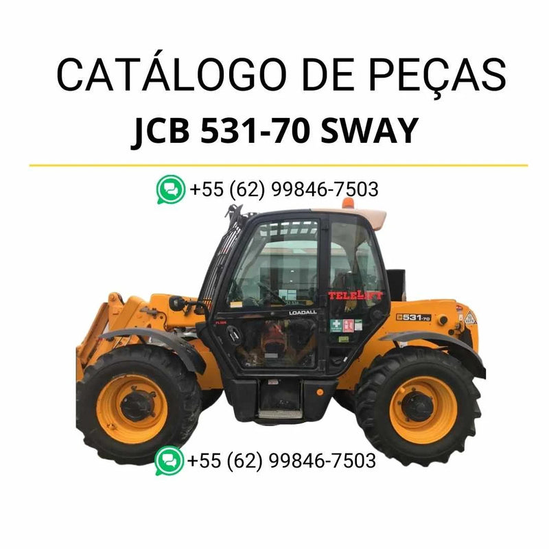 Catálogo de peças JCB 531-70 Sway Loadall em PDF com ilustrações técnicas e identificação completa de componentes do manipulador telescópico