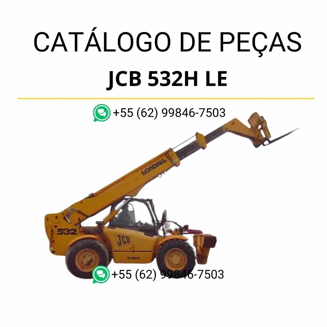 Catálogo de peças JCB 532H LE para manipuladores telescópicos em PDF, com ilustrações técnicas detalhadas e identificação completa dos conjuntos