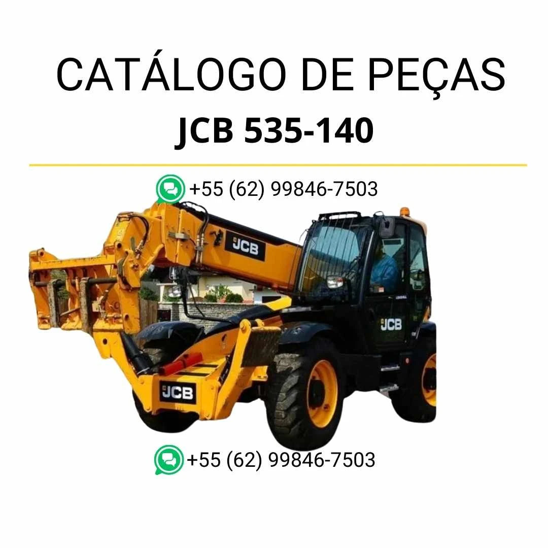 Catálogo de peças JCB 535-140 em PDF com vistas explodidas, componentes originais e identificação técnica do manipulador telescópico