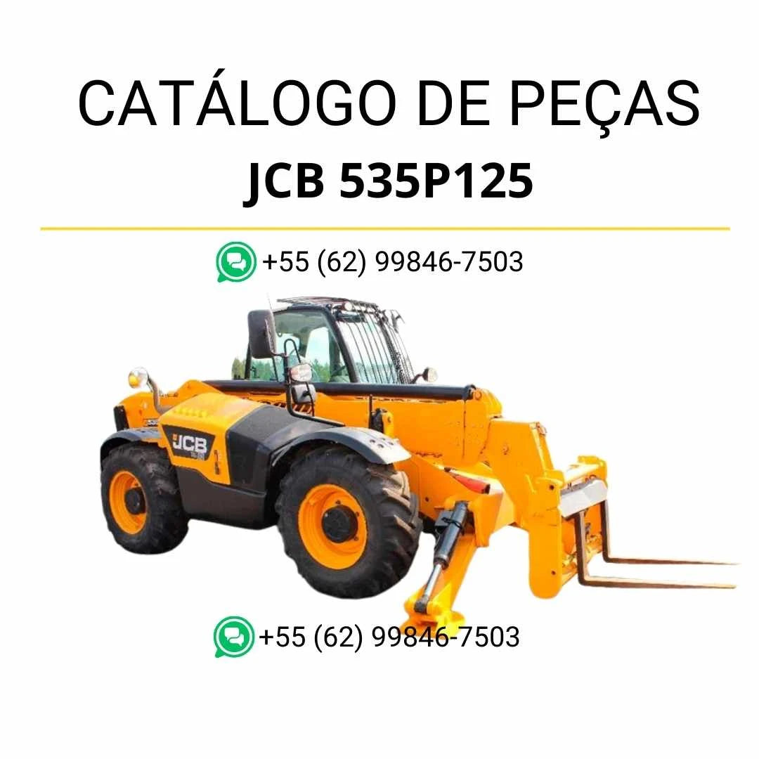 Catálogo de peças JCB 535P125 em PDF para manipuladores telescópicos, com diagramas ilustrados e identificação completa dos componentes