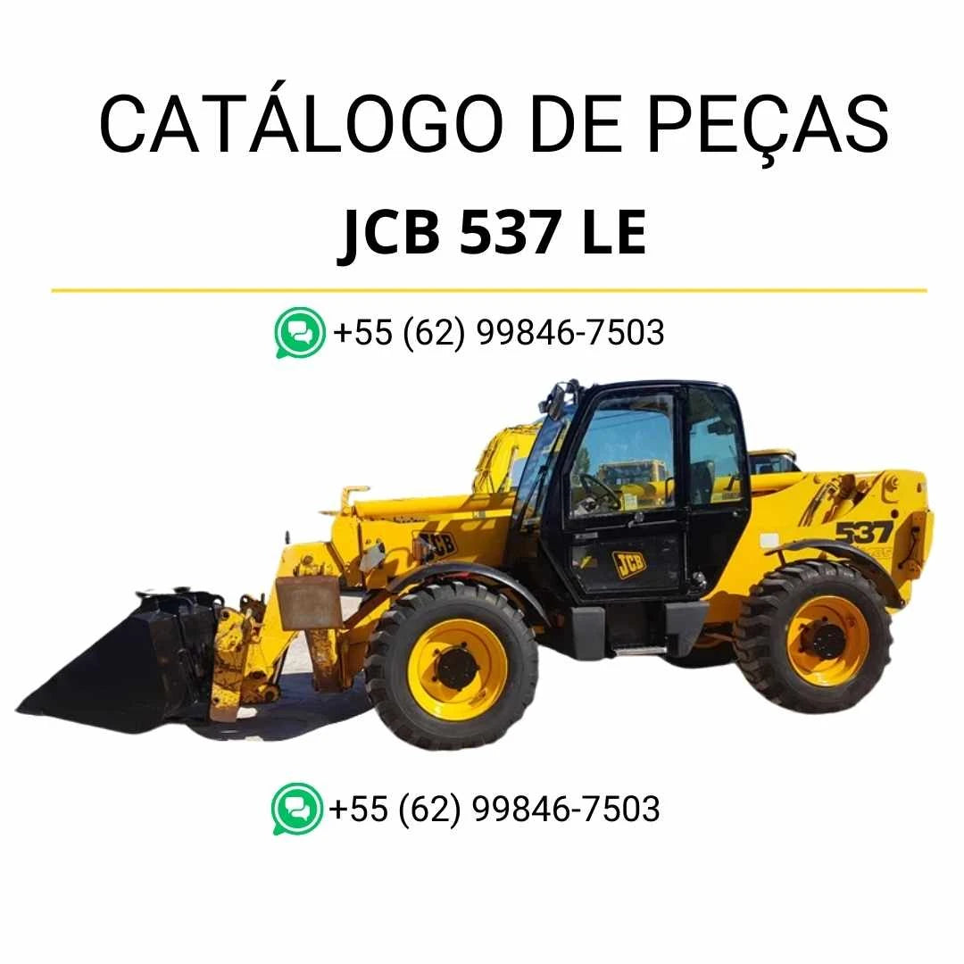 Catálogo de peças JCB 537 LE para manipuladores telescópicos em PDF, com ilustrações técnicas detalhadas e identificação completa dos conjuntos