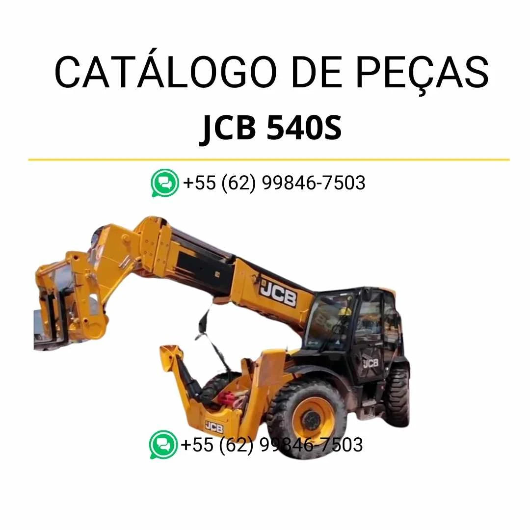 Catálogo de peças JCB 540S para manipuladores telescópicos em PDF, com ilustrações técnicas detalhadas e identificação completa dos conjuntos e componentes
