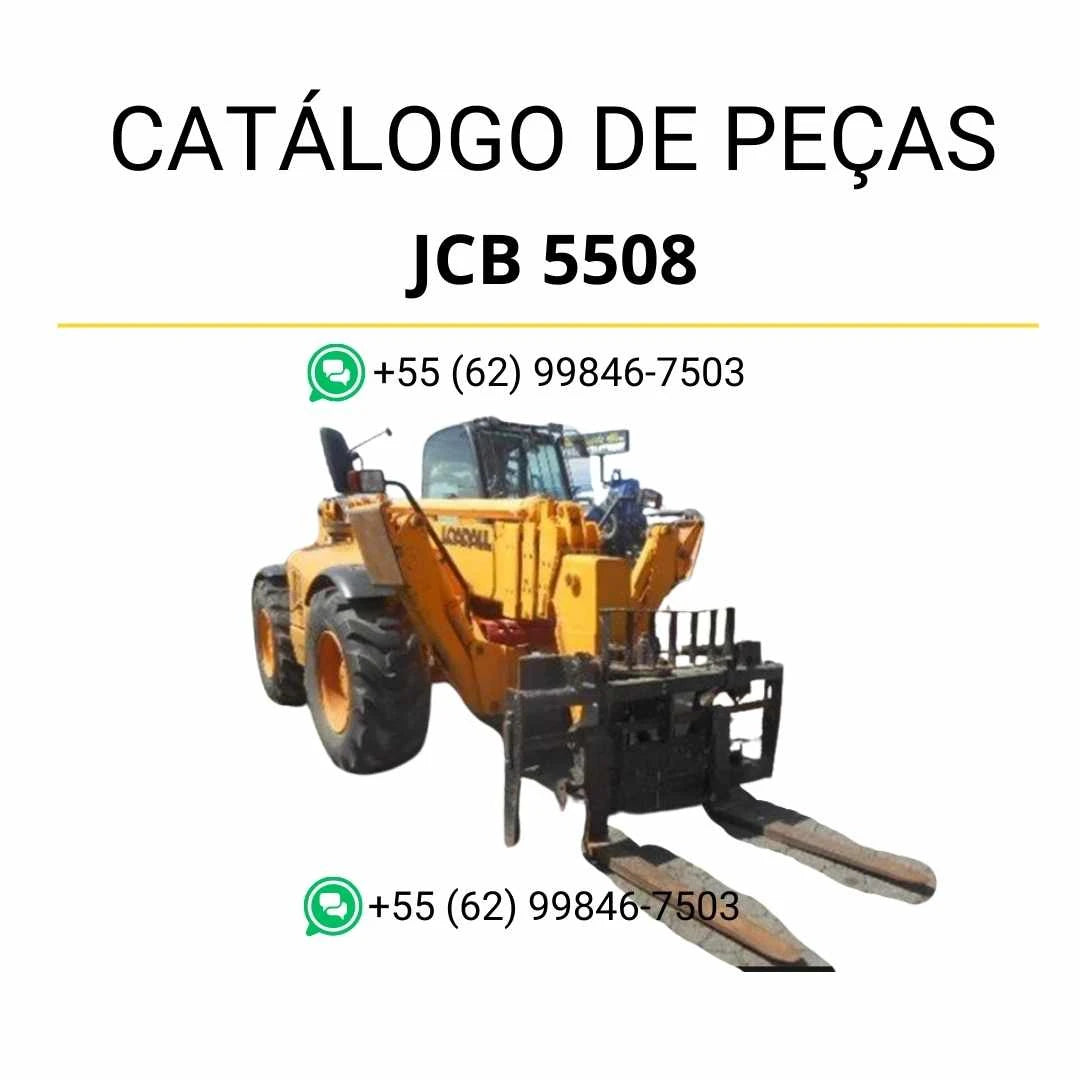 Catálogo de peças JCB 5508 para manipuladores telescópicos em PDF, com ilustrações técnicas detalhadas e identificação completa de componentes