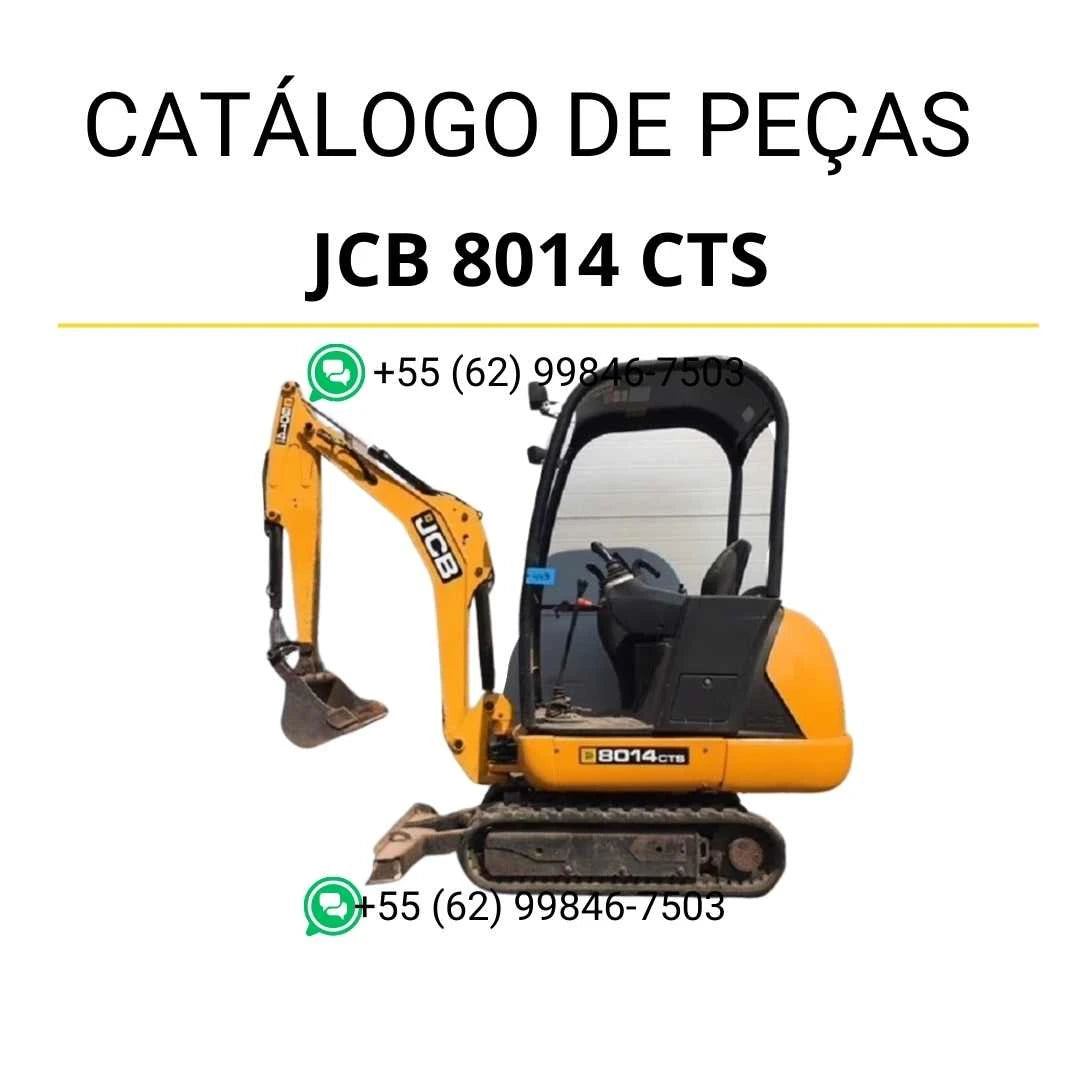 Catálogo de peças JCB 8014 CTS para mini escavadora em PDF, com diagramas detalhados e identificação completa dos componentes originais