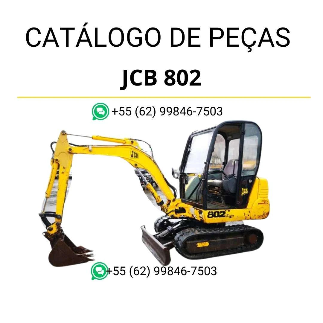Catálogo de peças JCB 802 para mini escavadora em PDF, com diagramas técnicos e identificação completa dos componentes originais