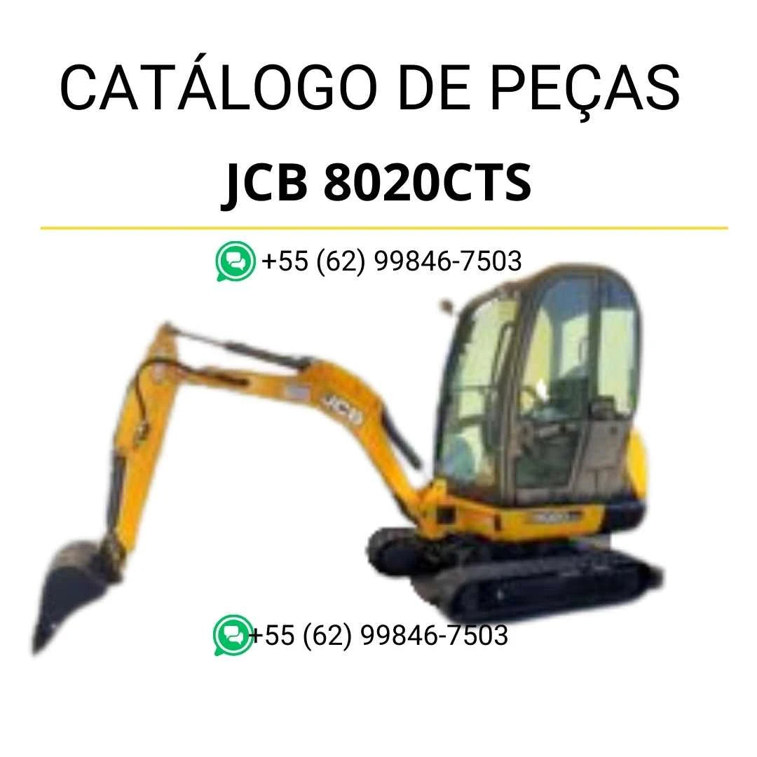 Catálogo de peças JCB 8020CTS para mini escavadora em PDF, com ilustrações técnicas e identificação completa dos componentes originais