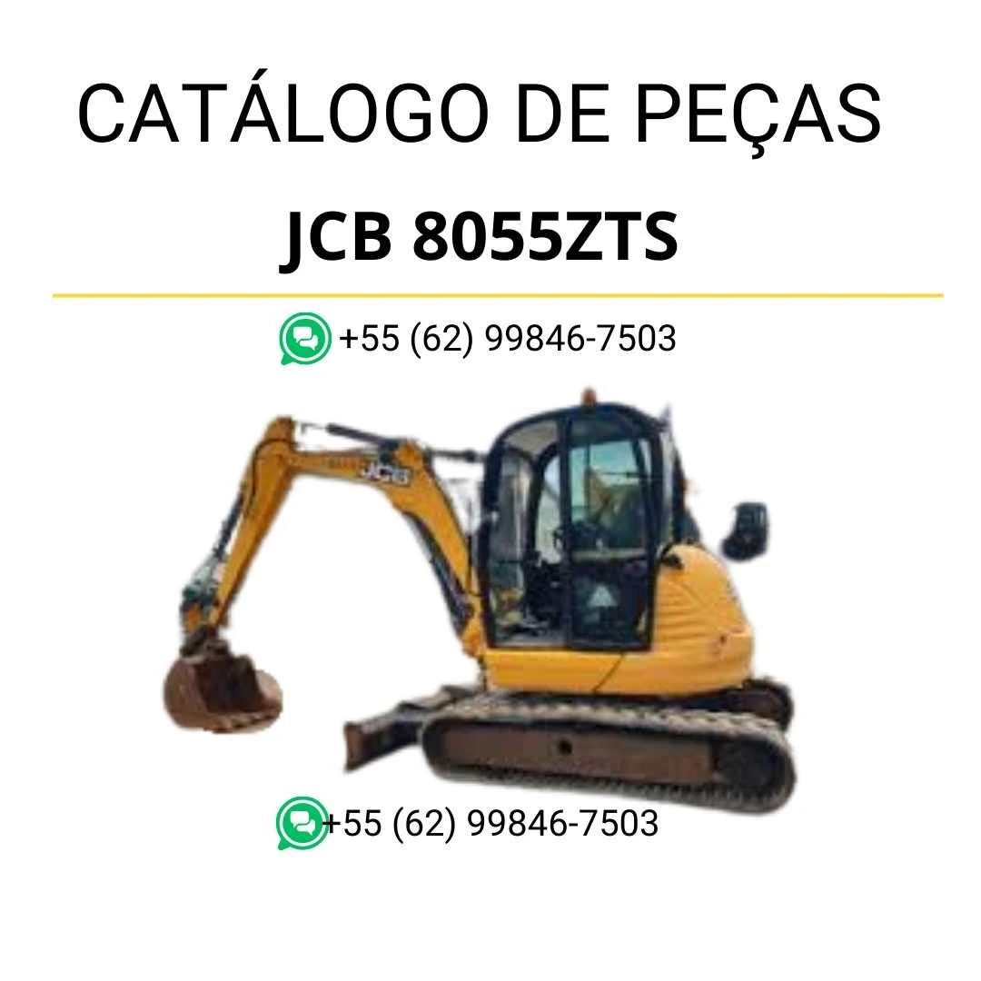 Catálogo de peças JCB 8055ZTS para mini escavadora em PDF, com diagramas detalhados e identificação completa dos componentes originais