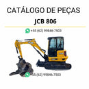 Catálogo de peças JCB 806 em PDF com diagramas técnicos completos, detalhes de componentes e identificação das mini escavadoras de rastos.
