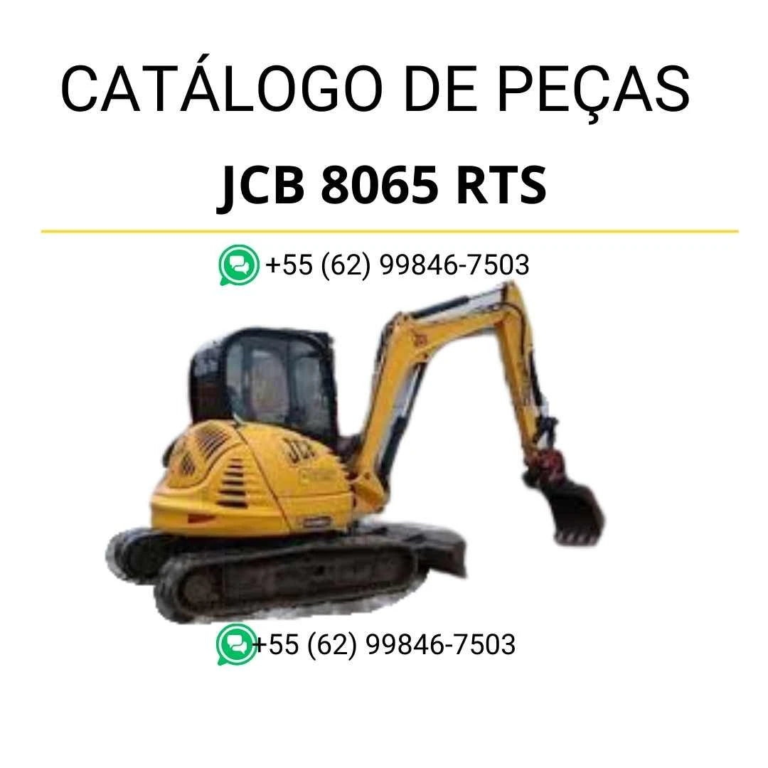 Catálogo de peças JCB 8065 RTS em PDF com ilustrações técnicas e identificação completa dos conjuntos da mini escavadora.