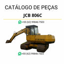 Catálogo de peças JCB 806C em PDF com vistas técnicas, identificação de componentes e detalhes completos das mini escavadoras de rastos.