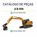 Catálogo de peças JCB 808 em PDF com vistas explodidas, componentes originais e detalhes técnicos das mini escavadoras de rastos.