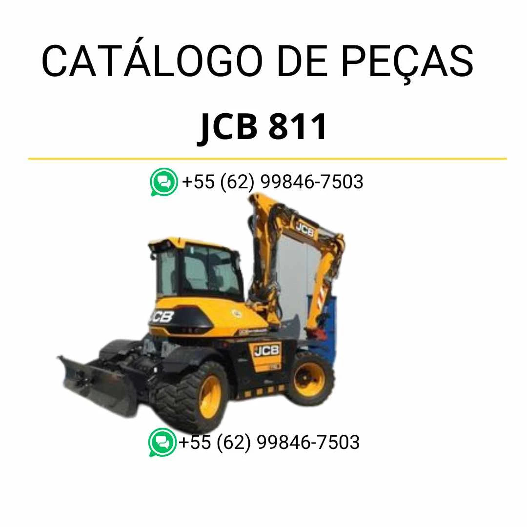 Catálogo de peças JCB 811 em PDF com diagramas detalhados, vistas explodidas e identificação completa das mini escavadoras de rastos.