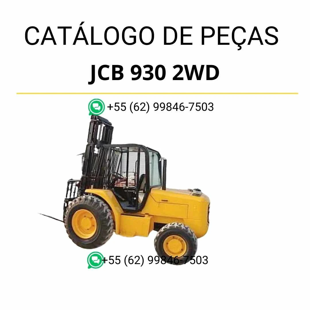 Catálogo de peças JCB 930 2WD em PDF, com vistas técnicas detalhadas e identificação completa dos componentes da empilhadeira.
