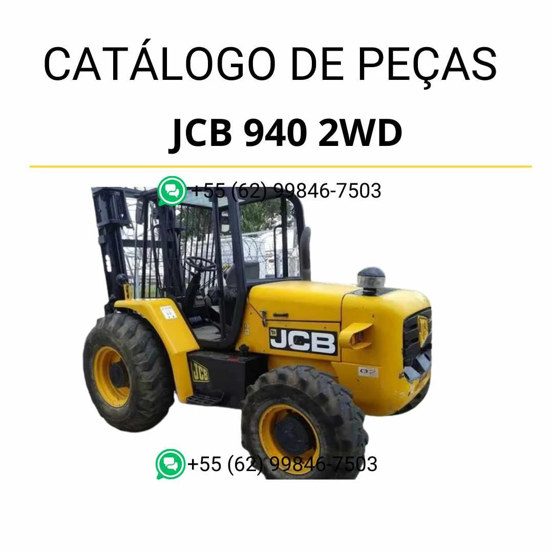 Catálogo de peças JCB 940 2WD em PDF, com diagramas técnicos precisos e detalhamento completo dos componentes da empilhadeira.