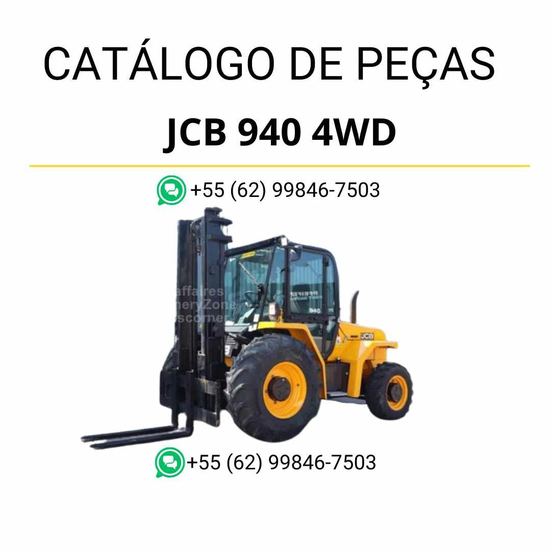 Catálogo de peças JCB 940 4WD em PDF, com vistas técnicas completas e identificação detalhada dos conjuntos da empilhadeira.
