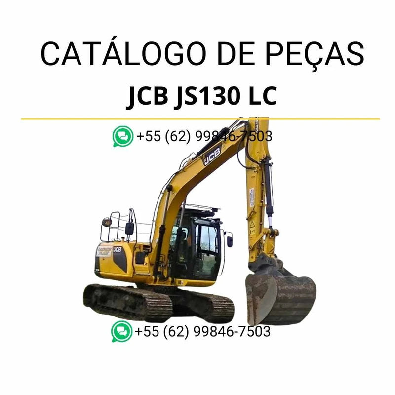 Catálogo de peças JCB JS130 LC em PDF para escavadeira, com ilustrações técnicas e identificação detalhada de componentes originais