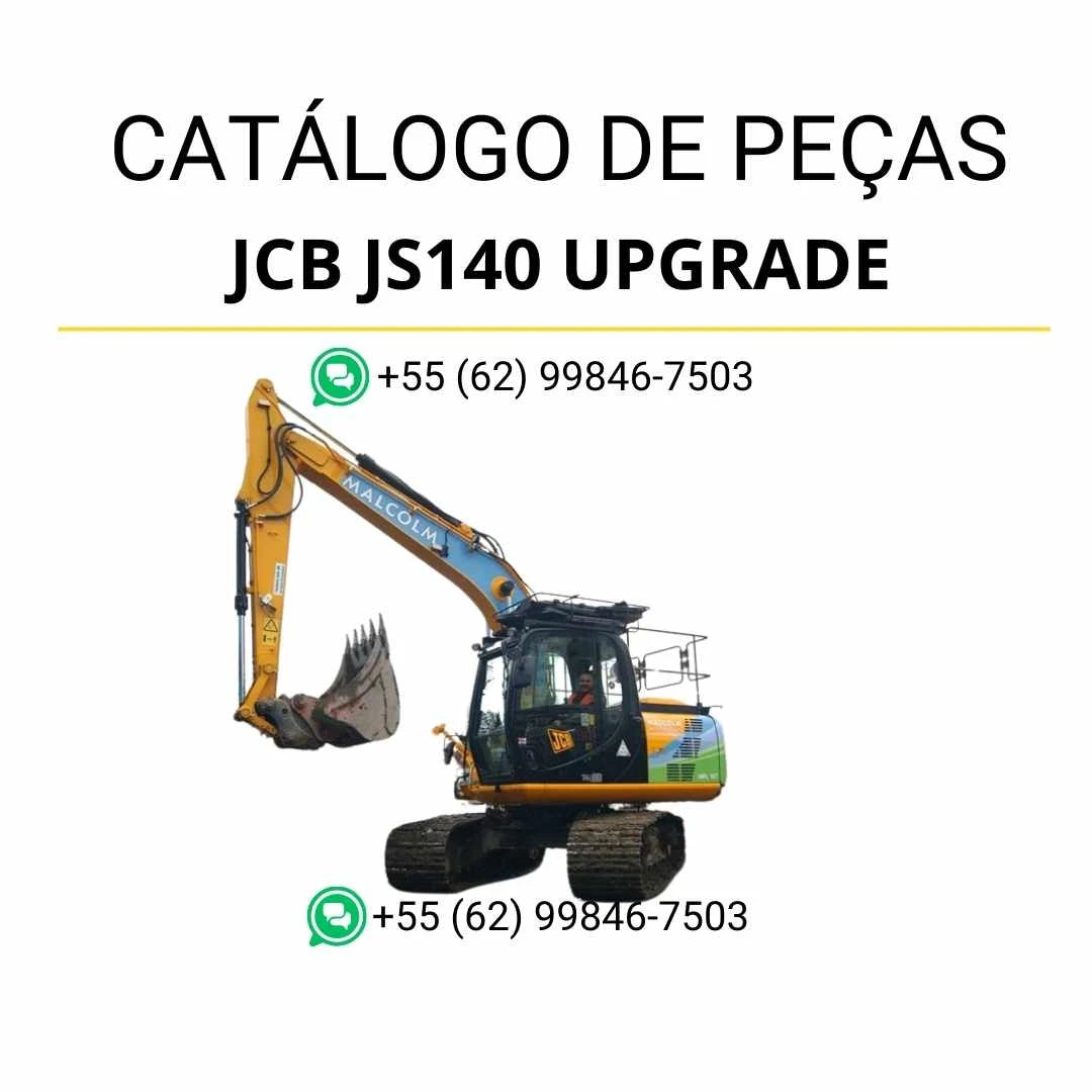 Catálogo de peças JCB JS140 Upgrade em PDF para escavadeira, com ilustrações técnicas detalhadas e componentes originais organizados
