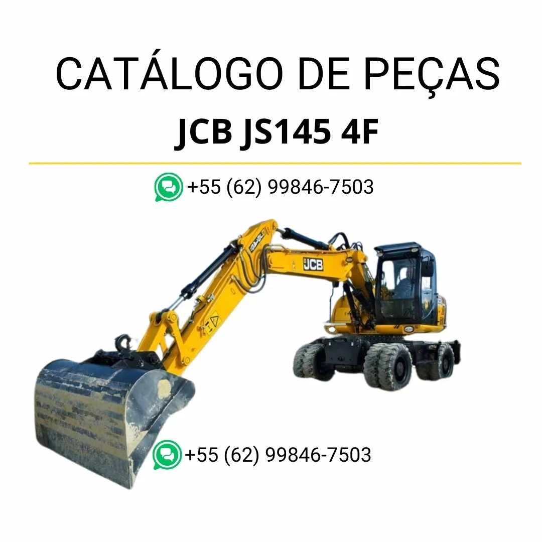 Catálogo de peças JCB JS145 4F em PDF para escavadeira, com ilustrações técnicas detalhadas e identificação completa de componentes originais
