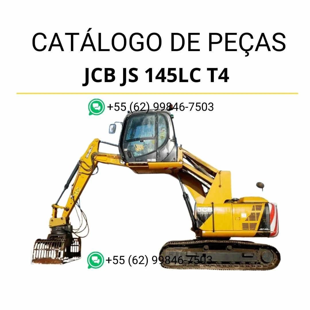 Catálogo de peças JCB JS145LC Tier 4 em PDF para escavadeira, com ilustrações técnicas detalhadas e identificação completa dos componentes