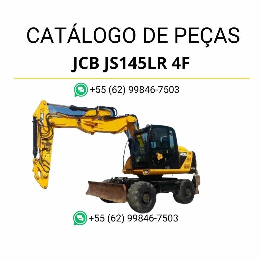 Catálogo de peças JCB JS145LR 4F em PDF para escavadeira, com ilustrações técnicas detalhadas e identificação completa dos componentes originais