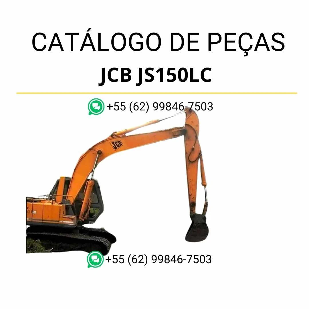 Catálogo de peças JCB JS150LC em PDF para escavadeira, com ilustrações técnicas e lista detalhada de componentes originais