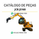 Catálogo de peças JCB JS160 em PDF para escavadeira, com ilustrações técnicas e identificação completa de componentes originais
