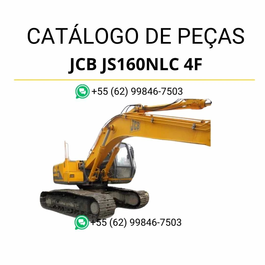 Catálogo de peças JCB JS160NLC 4F em PDF, com diagramas técnicos e identificação detalhada dos componentes da escavadeira