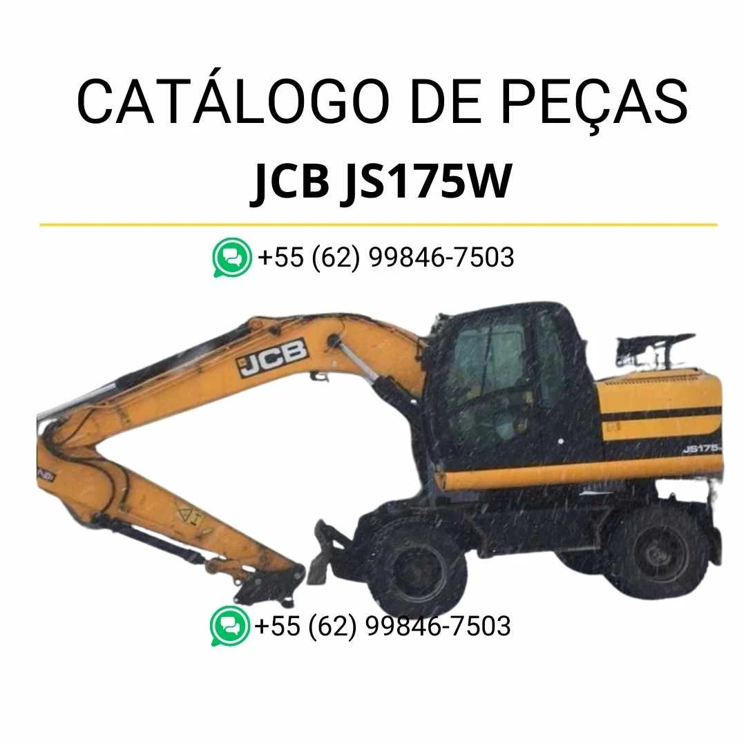 Catálogo de peças JCB JS175W em PDF para escavadores de roda, com ilustrações técnicas detalhadas e identificação completa dos componentes originais