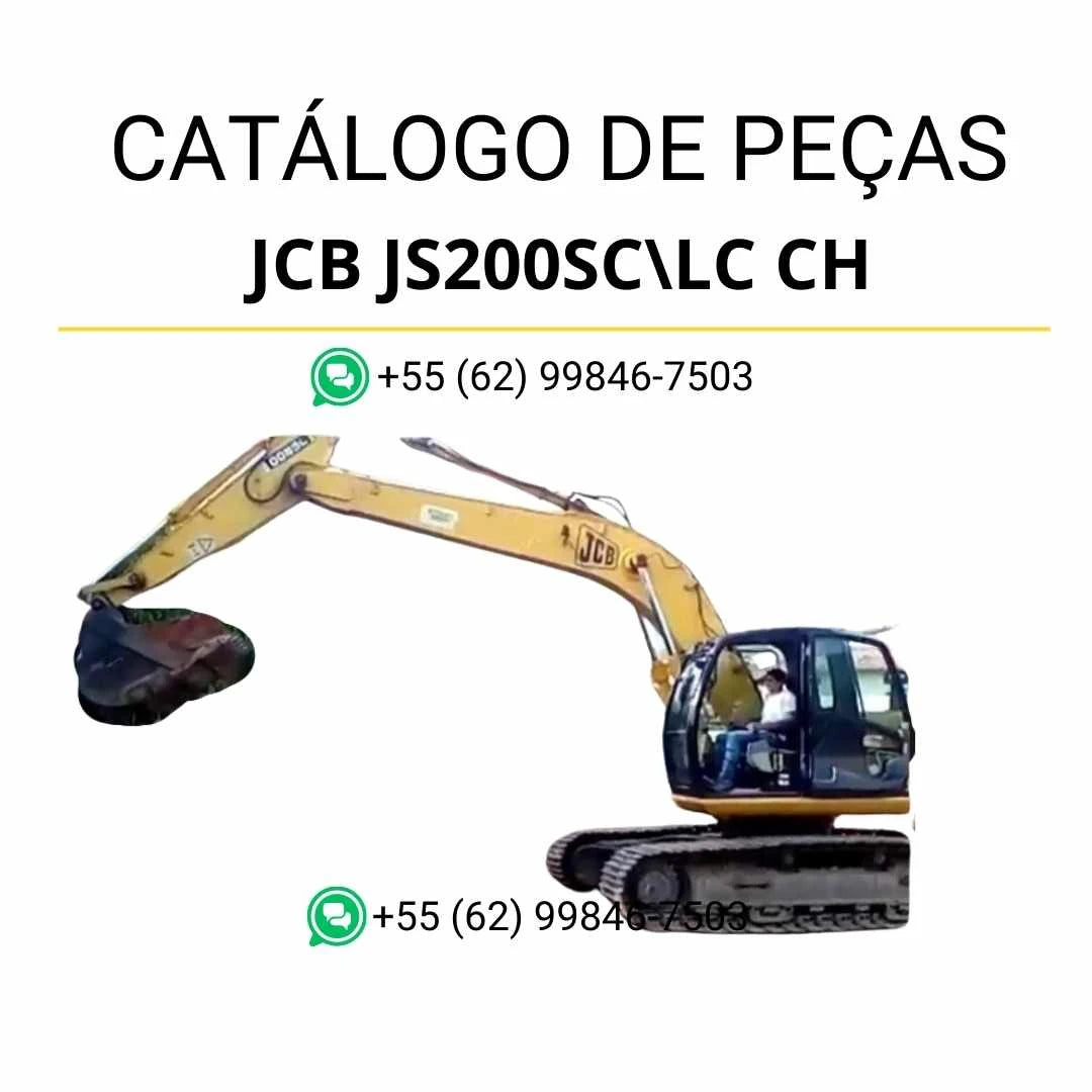 Catálogo de peças JCB JS200SC/LC CH em PDF, com ilustrações técnicas completas e identificação detalhada dos componentes da escavadeira