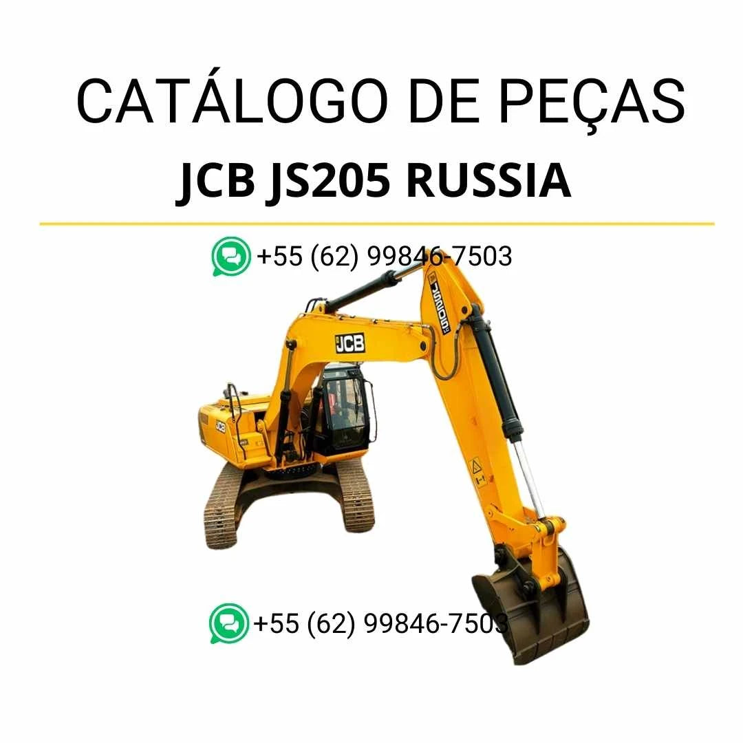 Catálogo de peças JCB JS205 Russia em PDF para escavadeira, com diagramas ilustrados e identificação completa de componentes originais