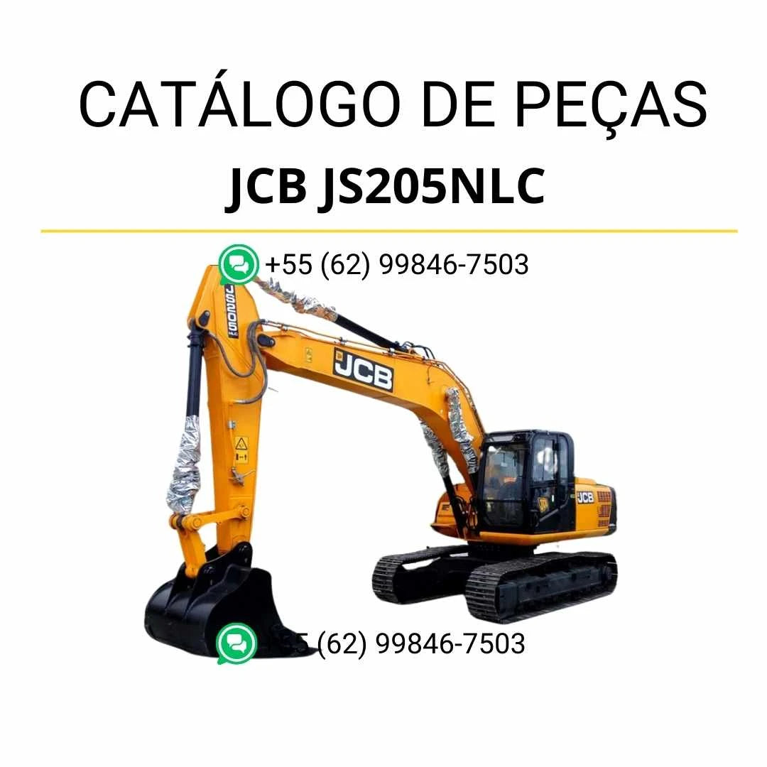Catálogo de peças JCB JS205NLC Russia em PDF para escavadeira, com ilustrações técnicas e identificação detalhada de componentes originais