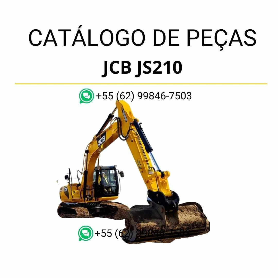 Catálogo de peças JCB JS210 em PDF, com ilustrações técnicas completas e identificação detalhada dos componentes da escavadeira