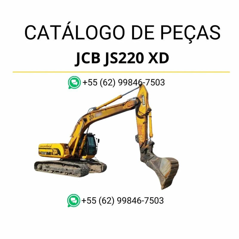 Catálogo de peças JCB JS220 XD em PDF, com vistas explodidas e identificação completa dos componentes da escavadeira