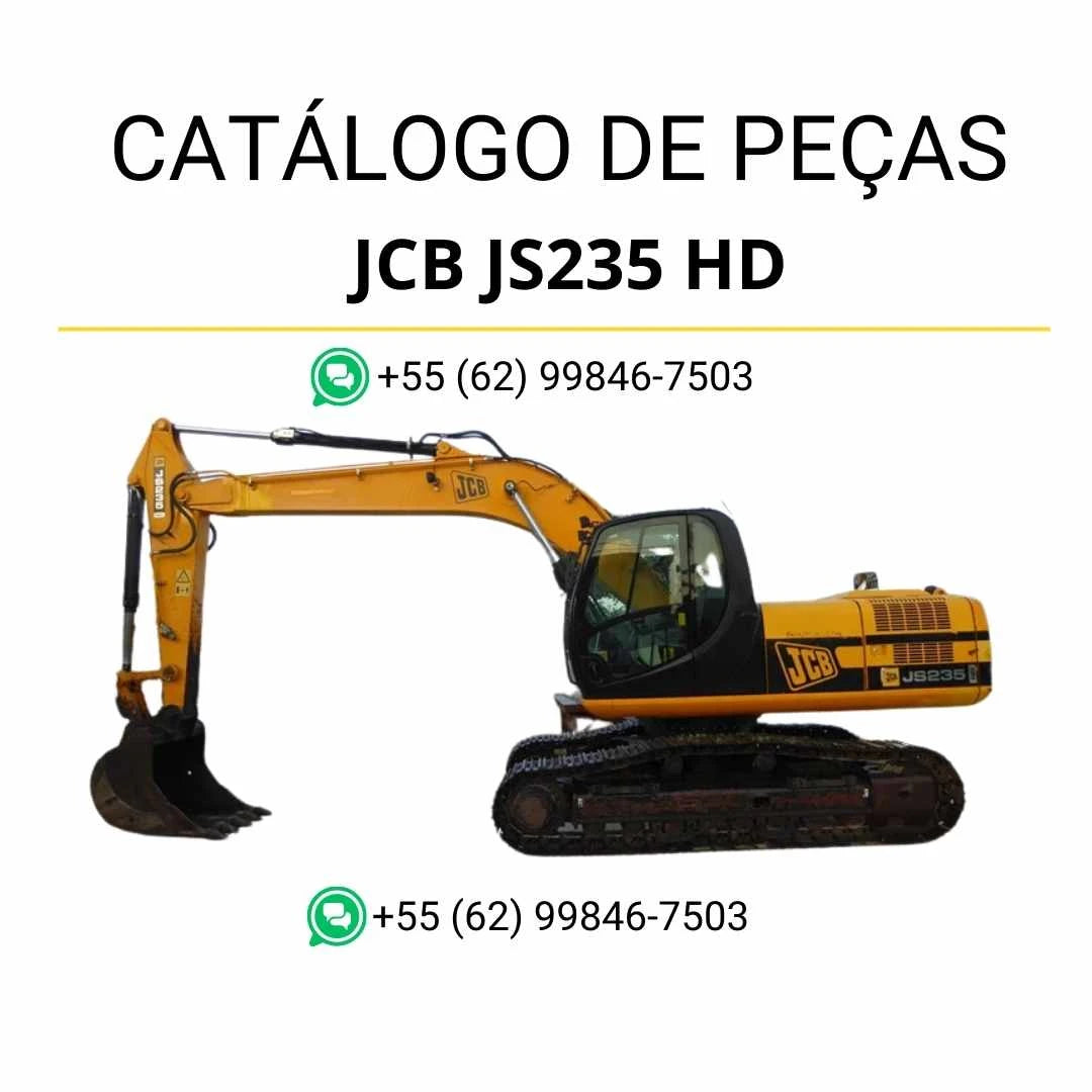 Catálogo de peças JCB JS235 HD em PDF com ilustrações técnicas detalhadas e identificação completa dos componentes da escavadeira