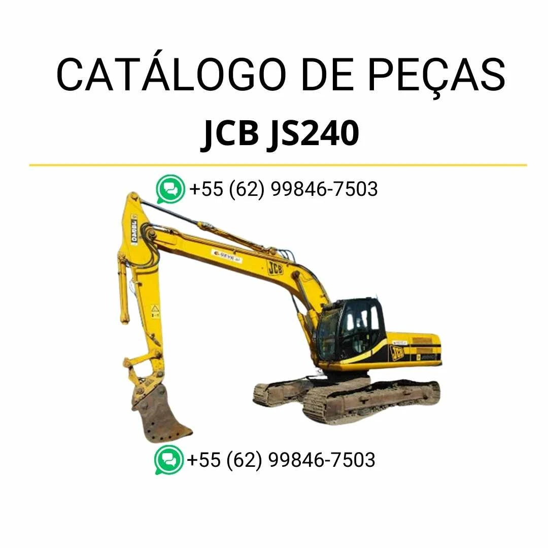Catálogo de peças JCB JS240 em PDF com ilustrações técnicas e lista completa de componentes da escavadeira