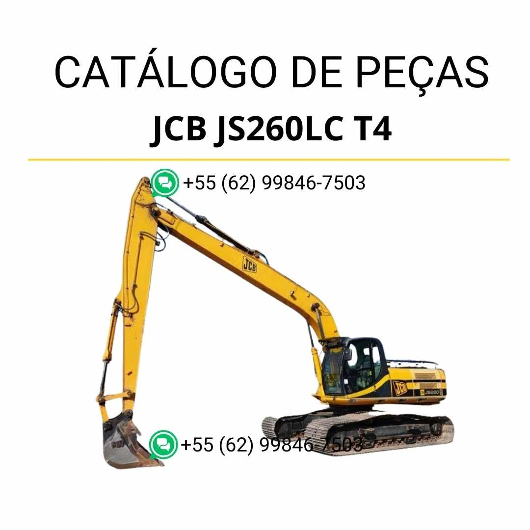 Catálogo de peças JCB JS260LC T4 em PDF com ilustrações técnicas e identificação detalhada dos componentes da escavadeira