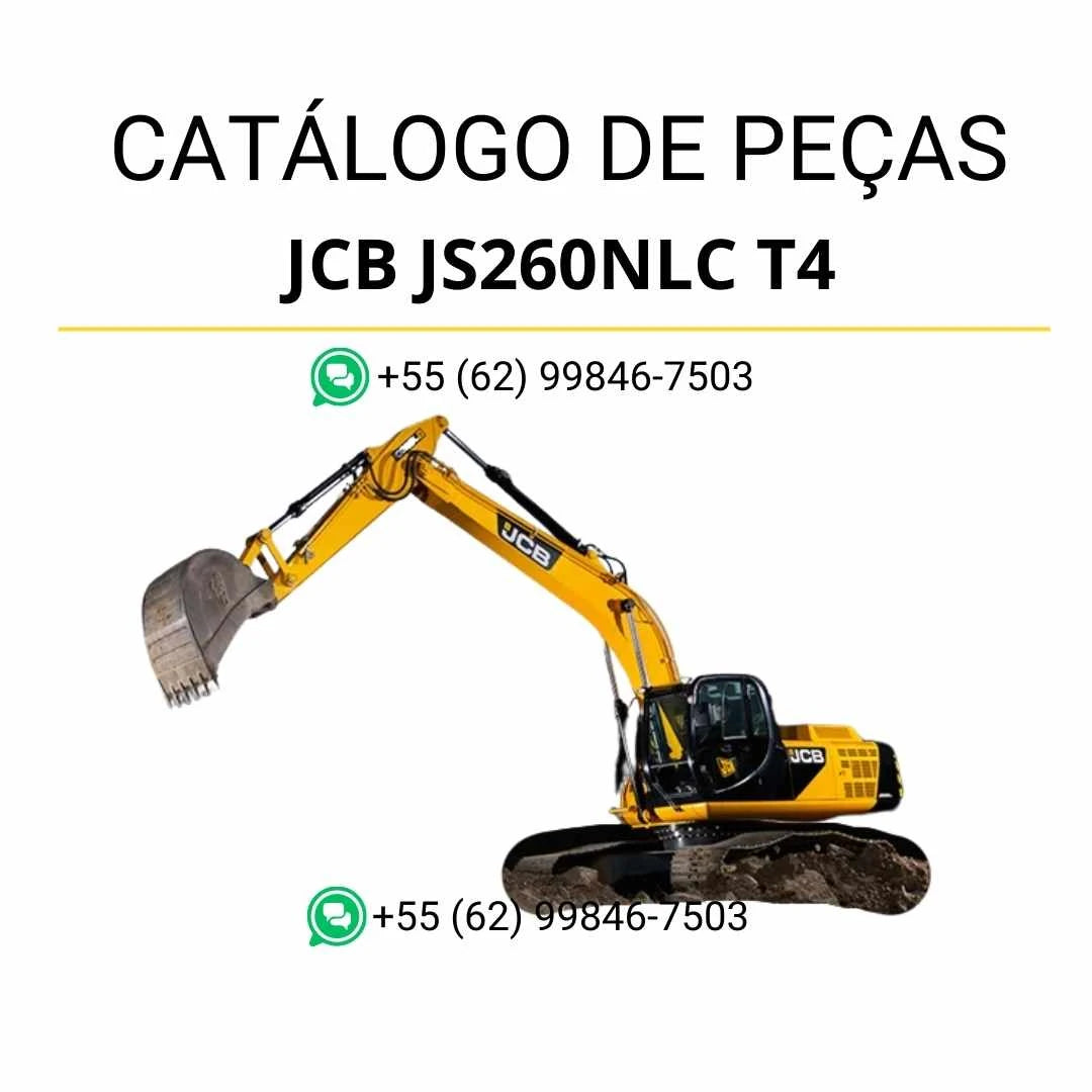 Catálogo de peças JCB JS260NLC T4 em PDF, com mais de 400 páginas e ilustrações técnicas detalhadas para identificação de componentes