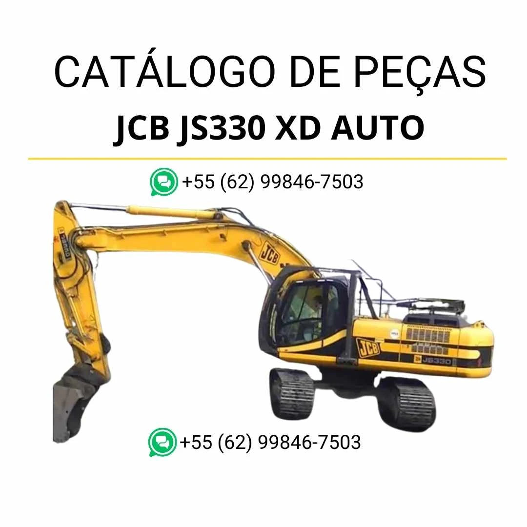 Catálogo de peças JCB JS330 XD AUTO em PDF para escavadeira, com 960 páginas de ilustrações técnicas e identificação detalhada dos componentes