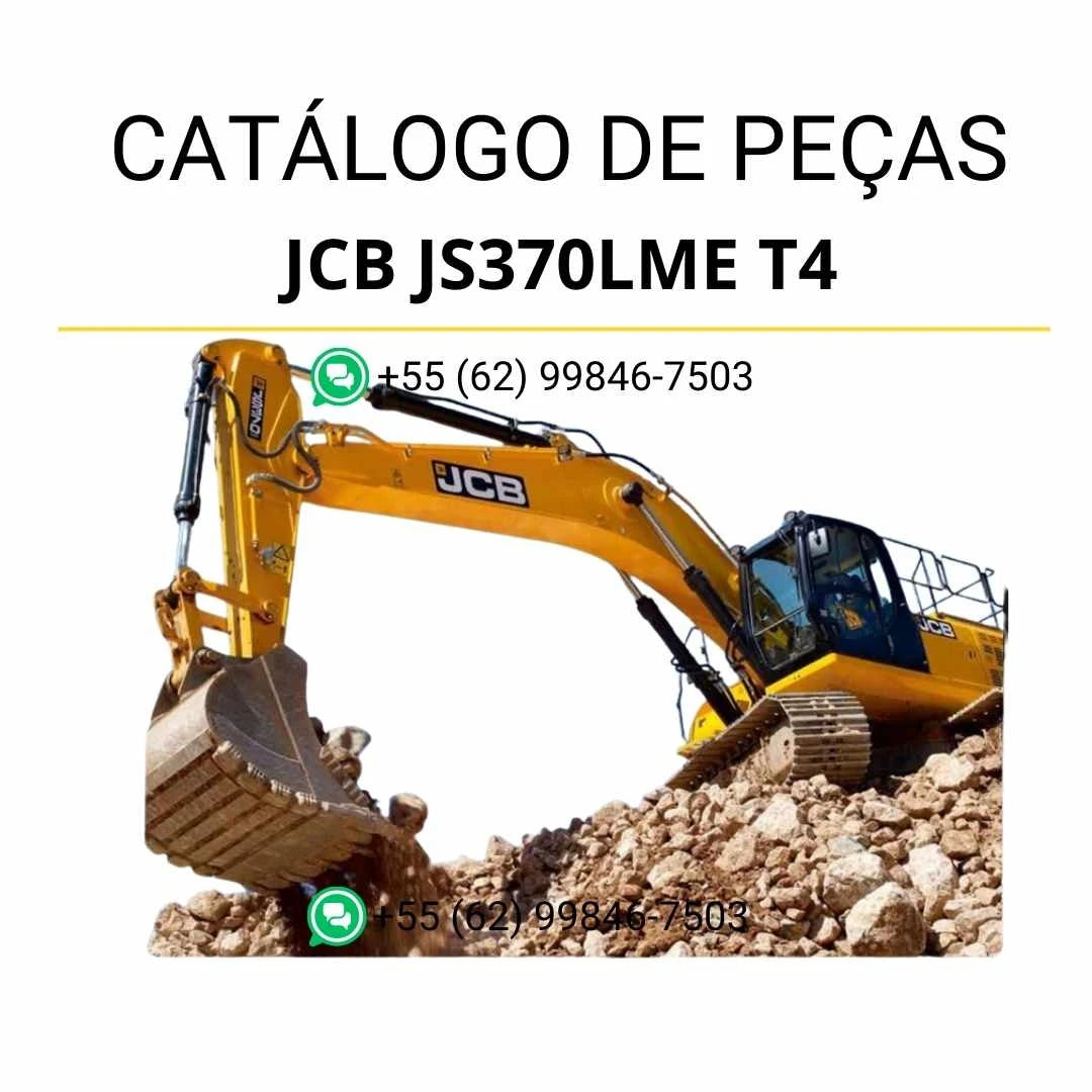 Catálogo de peças JCB JS370LME T4 em PDF com ilustrações técnicas e identificação detalhada dos componentes da escavadeira